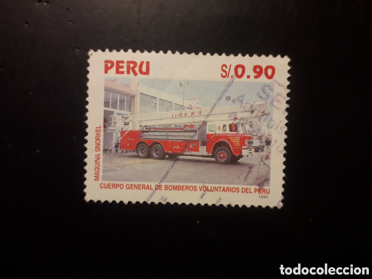 Sellos: PER&Uacute;, YVERT 1038 SELLO SUELTO USADO 1995 COCHE DE BOMBEROS PEDIDO M&Iacute;NIMO 3&euro;