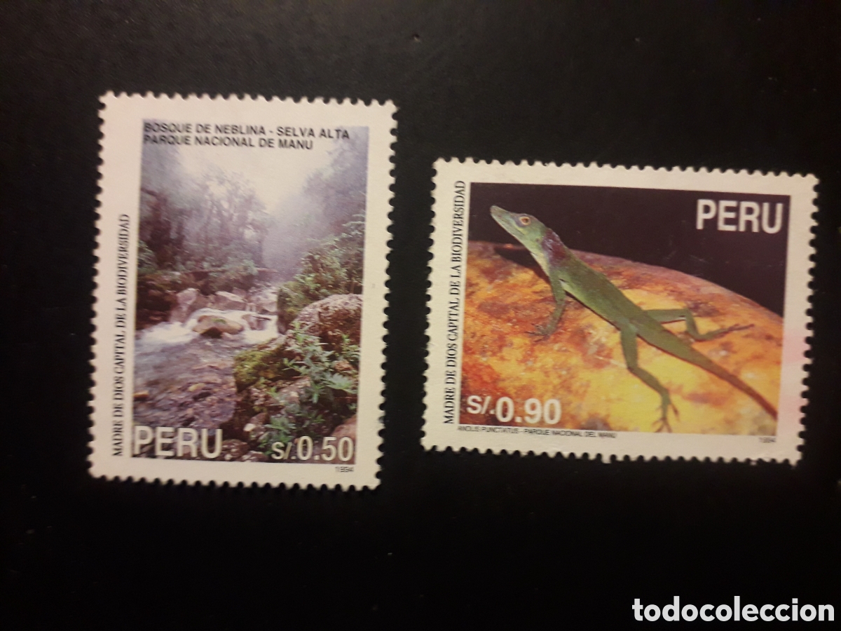 Sellos: PER&Uacute;, YVERT 1067/8 SERIE CTA USADA Y NUEVA *** 1995 BIODIVERSIDAD FAUNA REPTILES PEDIDO M&Iacute;NIMO 3&euro;