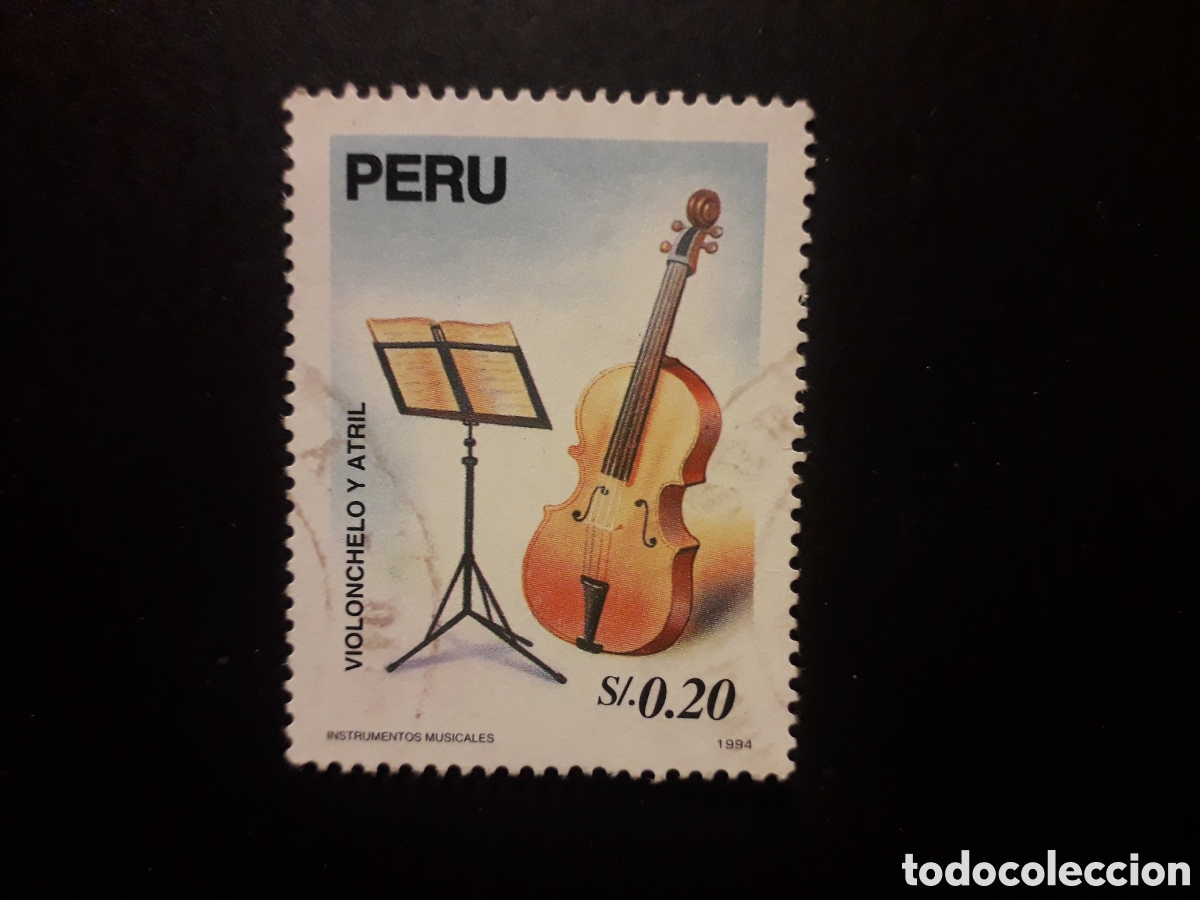 Sellos: PER&Uacute;, YVERT 1035 SELLO SUELTO USADO 1995 INSTRUMENTOS MUSICALES VIOLONCHELO PEDIDO M&Iacute;NIMO 3&euro;
