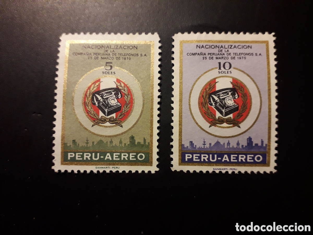Sellos: PER&Uacute;, YVERT A 267/8 SERIE COMPLETA USADA 1970 TEL&Eacute;FONO, COMPA&Ntilde;&Iacute;A TELEF&Oacute;NICA PEDIDO M&Iacute;NIMO 3&euro;