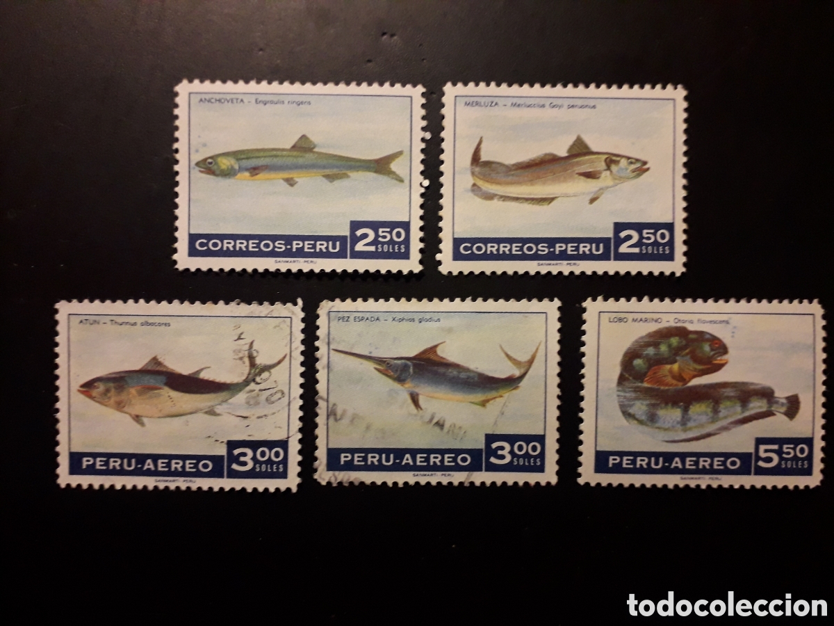 Sellos: PER&Uacute; YVERT 518/9 + A 264/6 SERIE COMPTA USADA Y NUEVA CON Y SIN CHARNELA 1970 PECES PEDIDO M&Iacute;NIMO 3&euro;