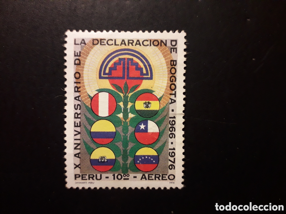 Sellos: PER&Uacute; YVERT A 423 SERIE COMPLETA USADA 1976 DECLARACI&Oacute;N DE BOGOT&Aacute; BANDERAS PEDIDO M&Iacute;NIMO 3&euro;
