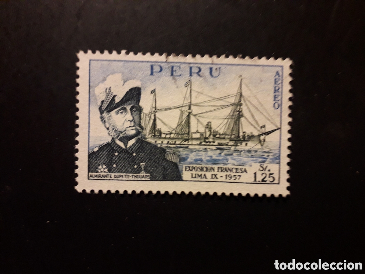 Sellos: PER&Uacute; YVERT A 123 SELLO SUELTO USADO 1957 EXPOSICI&Oacute;N FRANCESA, BARCOS PEDIDO M&Iacute;NIMO 3&euro;