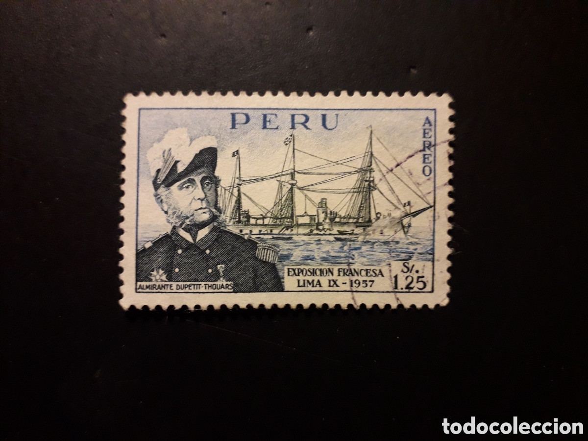 Sellos: PER&Uacute; YVERT A 123 SELLO SUELTO USADO 1957 EXPOSICI&Oacute;N FRANCESA, BARCOS PEDIDO M&Iacute;NIMO 3&euro;
