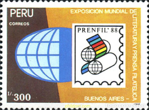 Sellos: 188337 MNH PERU 1990 PRENFIL 88. EXPOSICION MUNDIAL DE LITERATURA Y PUBLICACIONES FILATELICAS