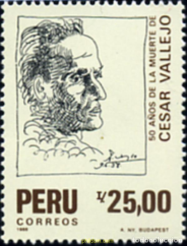 Sellos: 351443 MNH PERU 1988 50 A&Ntilde;OS DE LA MUERTE DE CESAR VALLEJO
