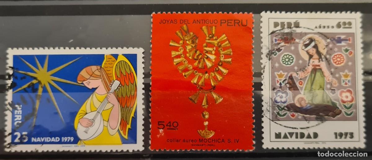 Briefmarken: Tres sellos usados de Per&uacute;