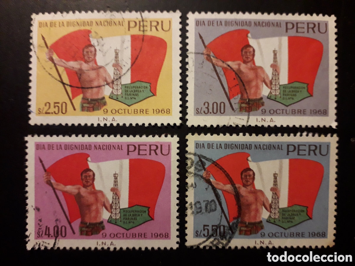 Sellos: PER&Uacute; YVERT 499/502 SERIE COMPLETA USADA 1969 NACIONALIZACI&Oacute;N PETROLEO, BANDERAS PEDIDO M&Iacute;NIMO 3&euro;
