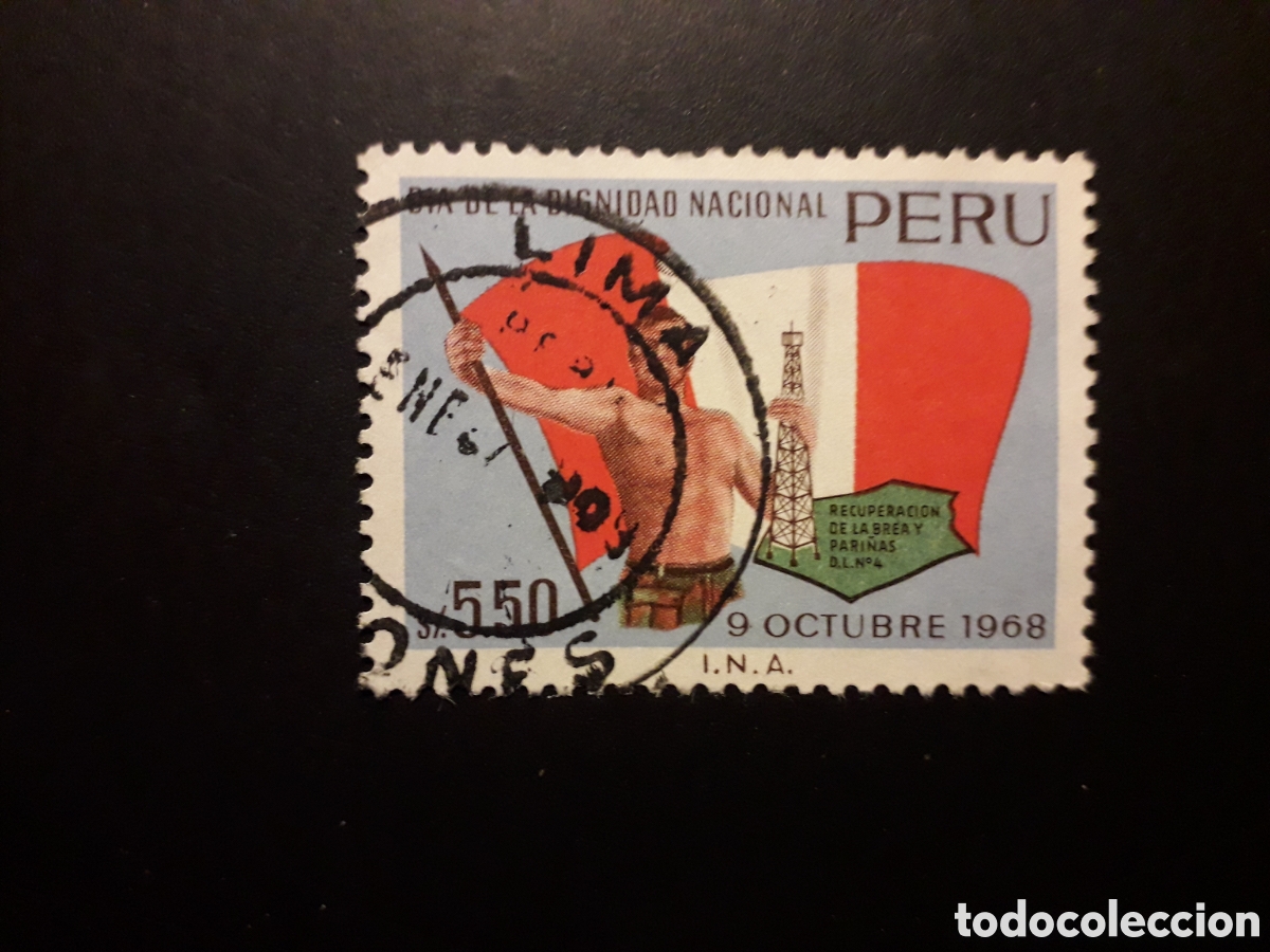 Sellos: PER&Uacute; YVERT 502 SELLO SUELTO USADA 1969 NACIONALIZACI&Oacute;N PETROLEO, BANDERAS PEDIDO M&Iacute;NIMO 3&euro;