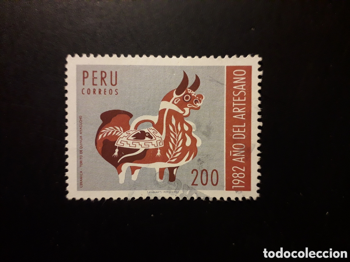 Sellos: PER&Uacute; YVERT 737 SERIE COMPLETA USADA 1982 ARTE, CER&Aacute;MICA, TORO M&Iacute;NIMO 3&euro;
