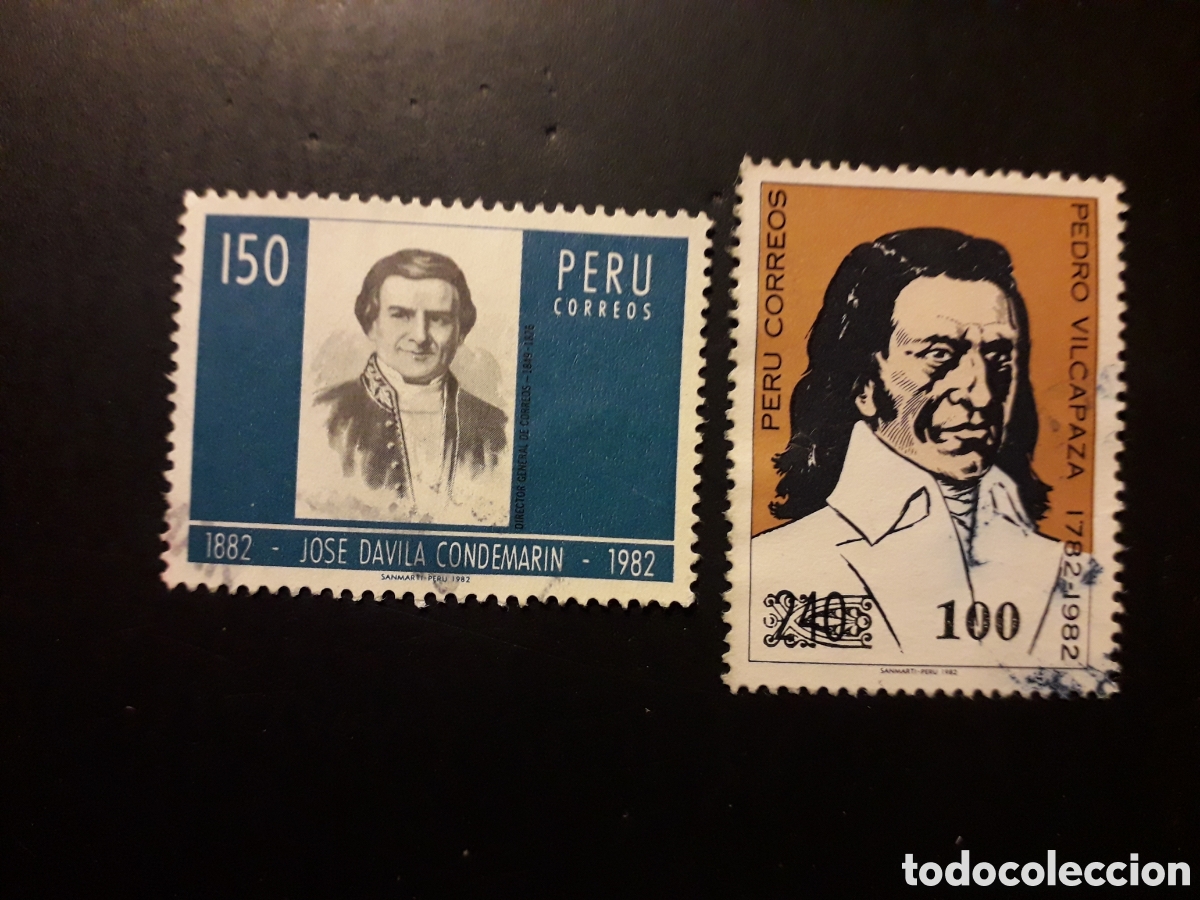 Sellos: PER&Uacute; YVERT 738/9 SERIE COMPLETA USADA 1982 PERSONAJES, PEDIDO M&Iacute;NIMO 3&euro;