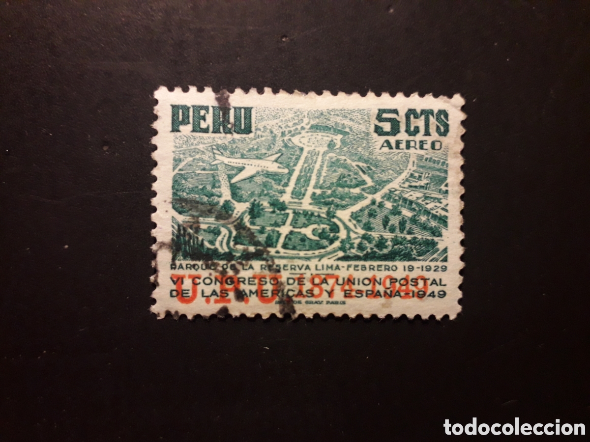 Sellos: PER&Uacute; YVERT A 87 SELLO SUELTO USADO 1937 SOBREGARGADO UPU UNI&Oacute;N POSTAL UNIVERSAL PEDIDO M&Iacute;NIMO 3&euro;