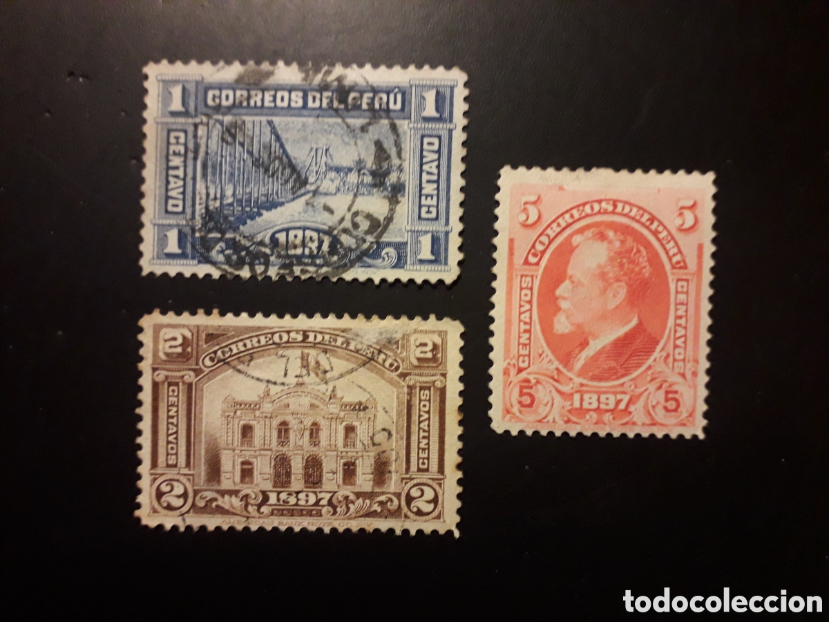 Sellos: PER&Uacute; YVERT 120/2 SERIE COMPLETA USADA Y NUEVA CON CHARNELA 1897 OFICINA CORREOS LIMA PEDIDO M&Iacute;NIM 3&euro;