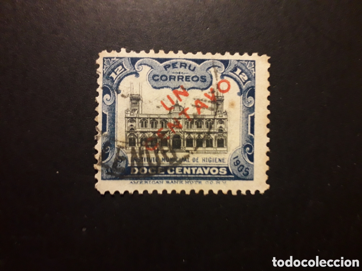 Sellos: PER&Uacute; YVERT 131 SELLO SUELTO USADO 1907 SOBRECARGADO PEDIDO M&Iacute;NIMO 3&euro;