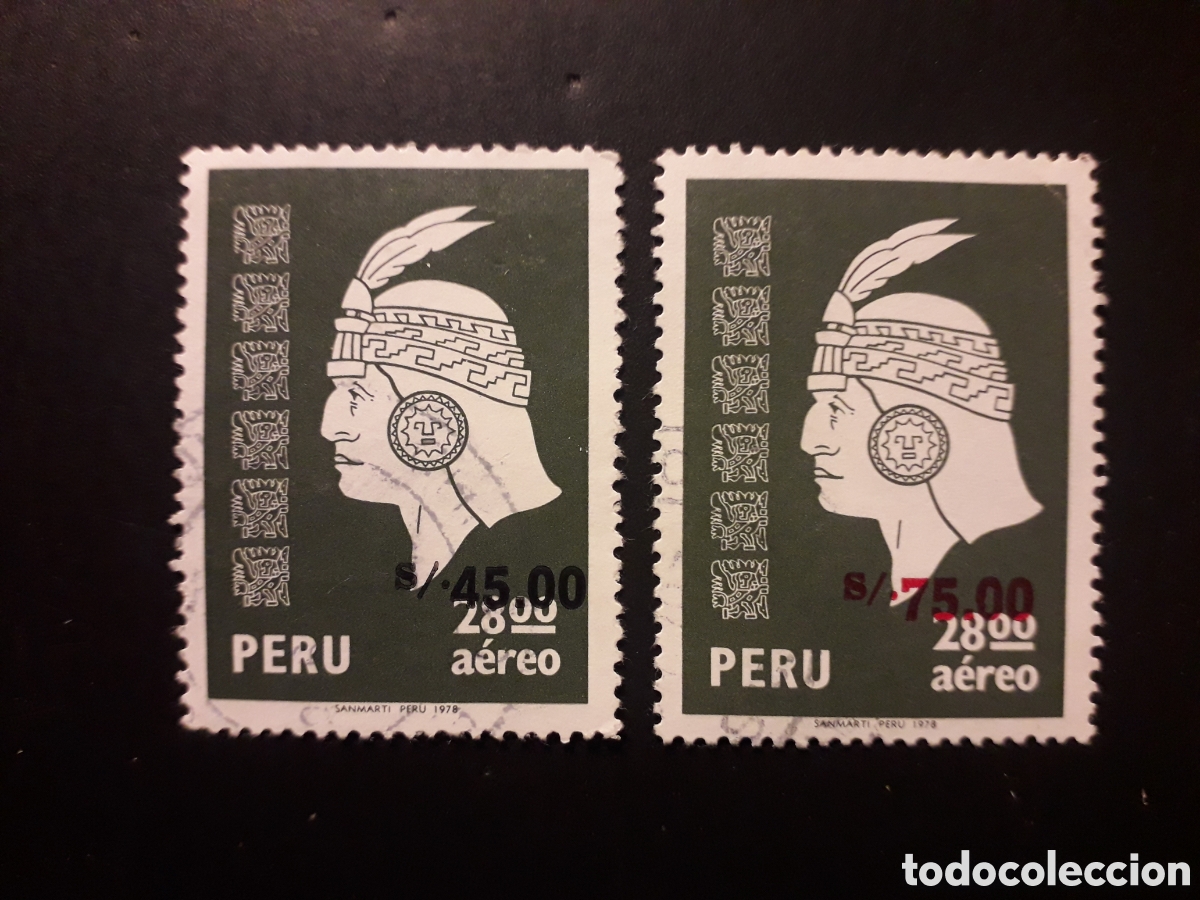 Sellos: PER&Uacute; YVERT A 459A/B SERIE COMPLETA USADA 1978 SERIE B&Aacute;SICA, INCA, SOBRECARGADO PEDIDO M&Iacute;NIMO 3&euro;