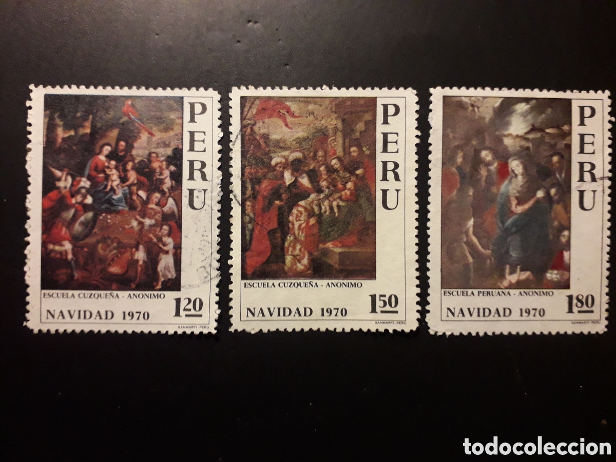 Sellos: PER&Uacute; YVERT 525/7 SERIE COMPLETA USADA 1970 NAVIDAD, PINTURAS, REYES MAGOS PEDIDO M&Iacute;NIMO 3&euro;