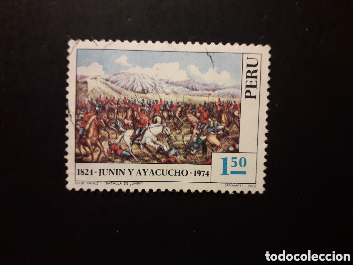 Sellos: PER&Uacute; YVERT 603 SELLO SUELTO USADO 1974 BATALLAS DE JUNIN Y ATACUCHO, PINTURAS PEDIDO M&Iacute;NIMO 3&euro;