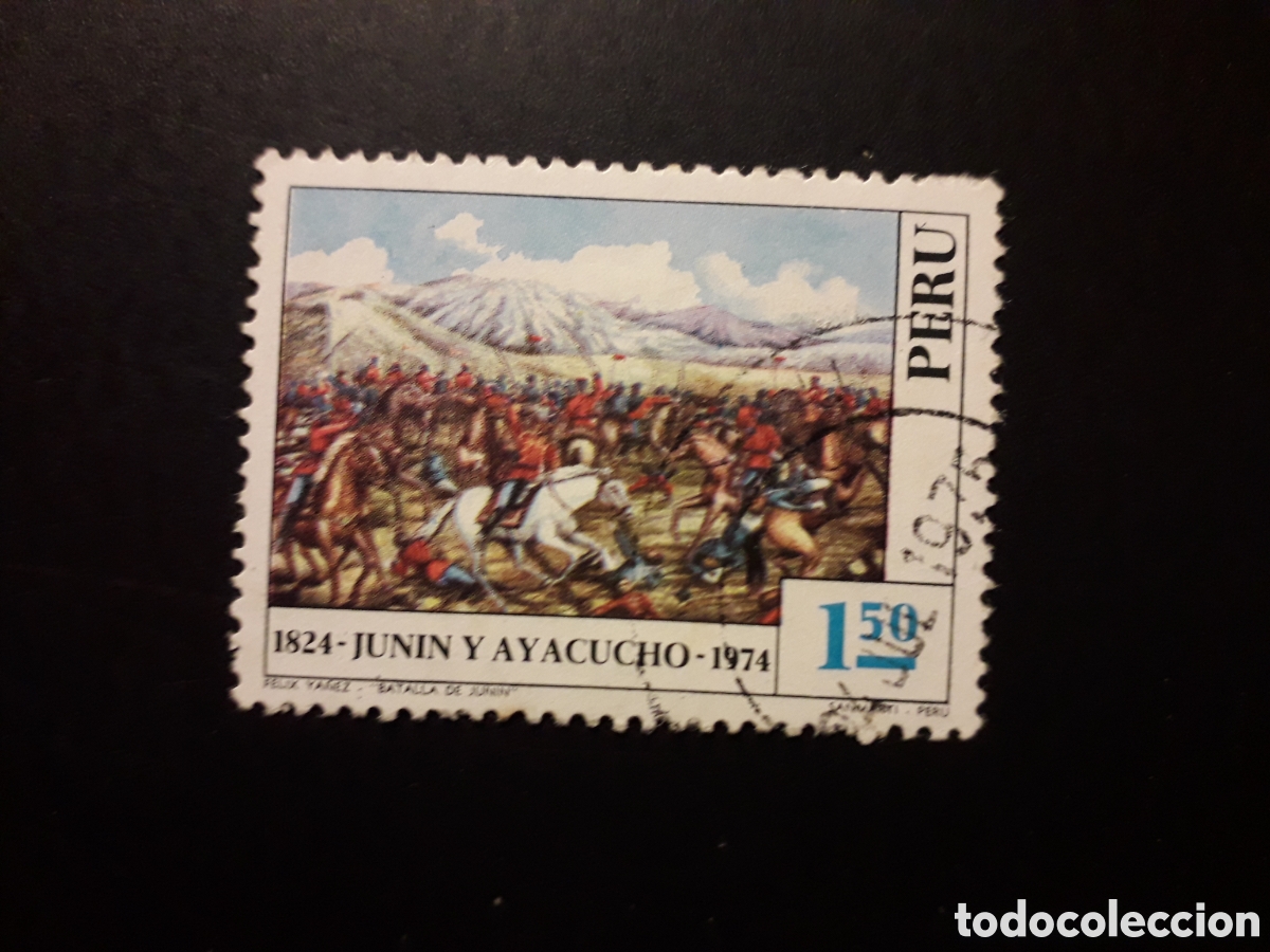 Sellos: PER&Uacute; YVERT 603 SELLO SUELTO USADO 1974 BATALLAS DE JUNIN Y ATACUCHO, PINTURAS PEDIDO M&Iacute;NIMO 3&euro;