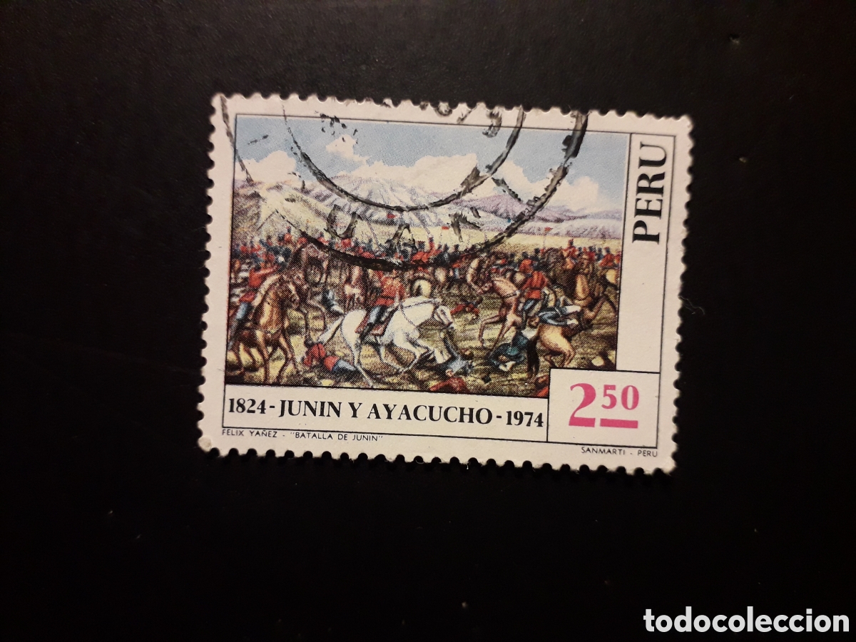 Sellos: PER&Uacute; YVERT 605 SELLO SUELTO USADO 1974 BATALLAS DE JUNIN Y ATACUCHO, PINTURAS PEDIDO M&Iacute;NIMO 3&euro;