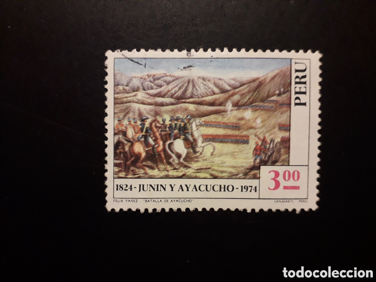 Sellos: PER&Uacute; YVERT 606 SELLO SUELTO USADO 1974 BATALLAS DE JUNIN Y ATACUCHO, PINTURAS PEDIDO M&Iacute;NIMO 3&euro;