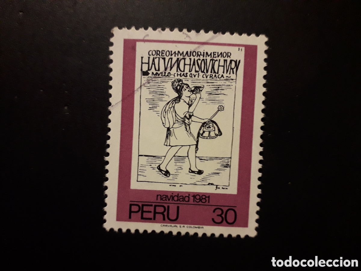 Sellos: PER&Uacute; YVERT 705 SELLO SUELTO USADO 1981 NAVIDAD, MENSAJERO INCA, EL CHASQUI PEDIDO M&Iacute;NIMO 3&euro;