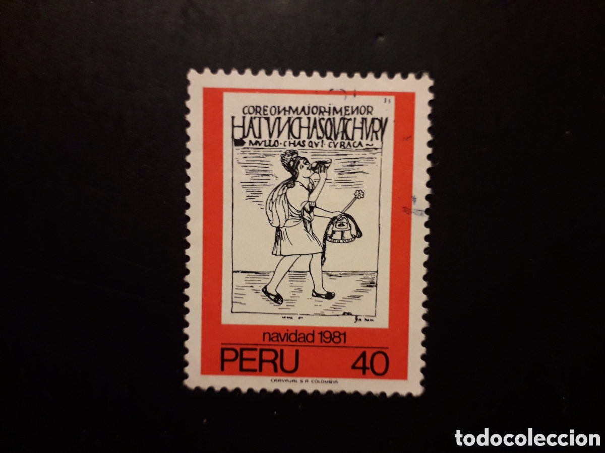 Sellos: PER&Uacute; YVERT 706 SELLO SUELTO USADO 1981 NAVIDAD, MENSAJERO INCA, EL CHASQUI PEDIDO M&Iacute;NIMO 3&euro;