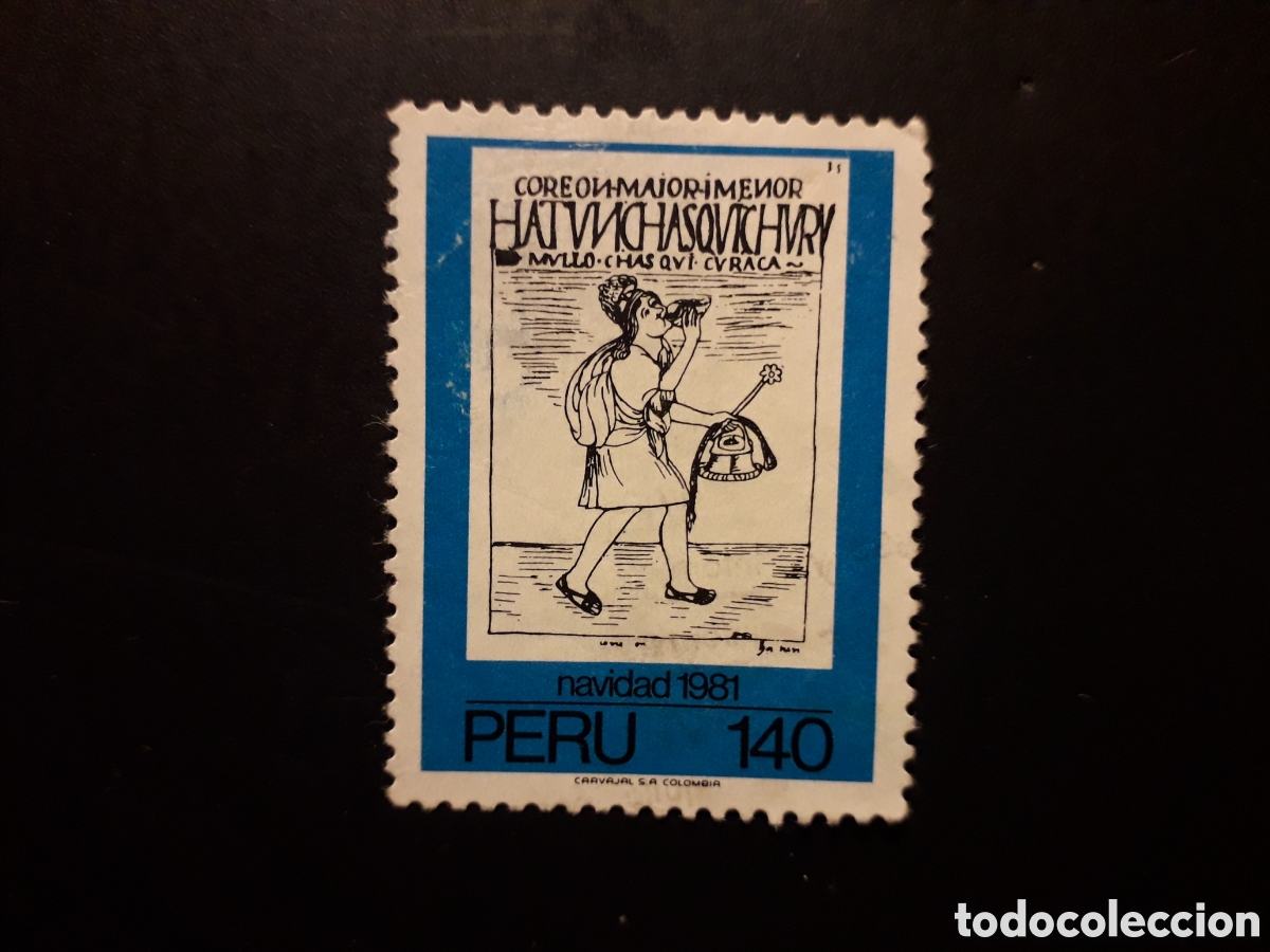 Sellos: PER&Uacute; YVERT 708 SELLO SUELTO USADO 1981 NAVIDAD, MENSAJERO INCA, EL CHASQUI PEDIDO M&Iacute;NIMO 3&euro;