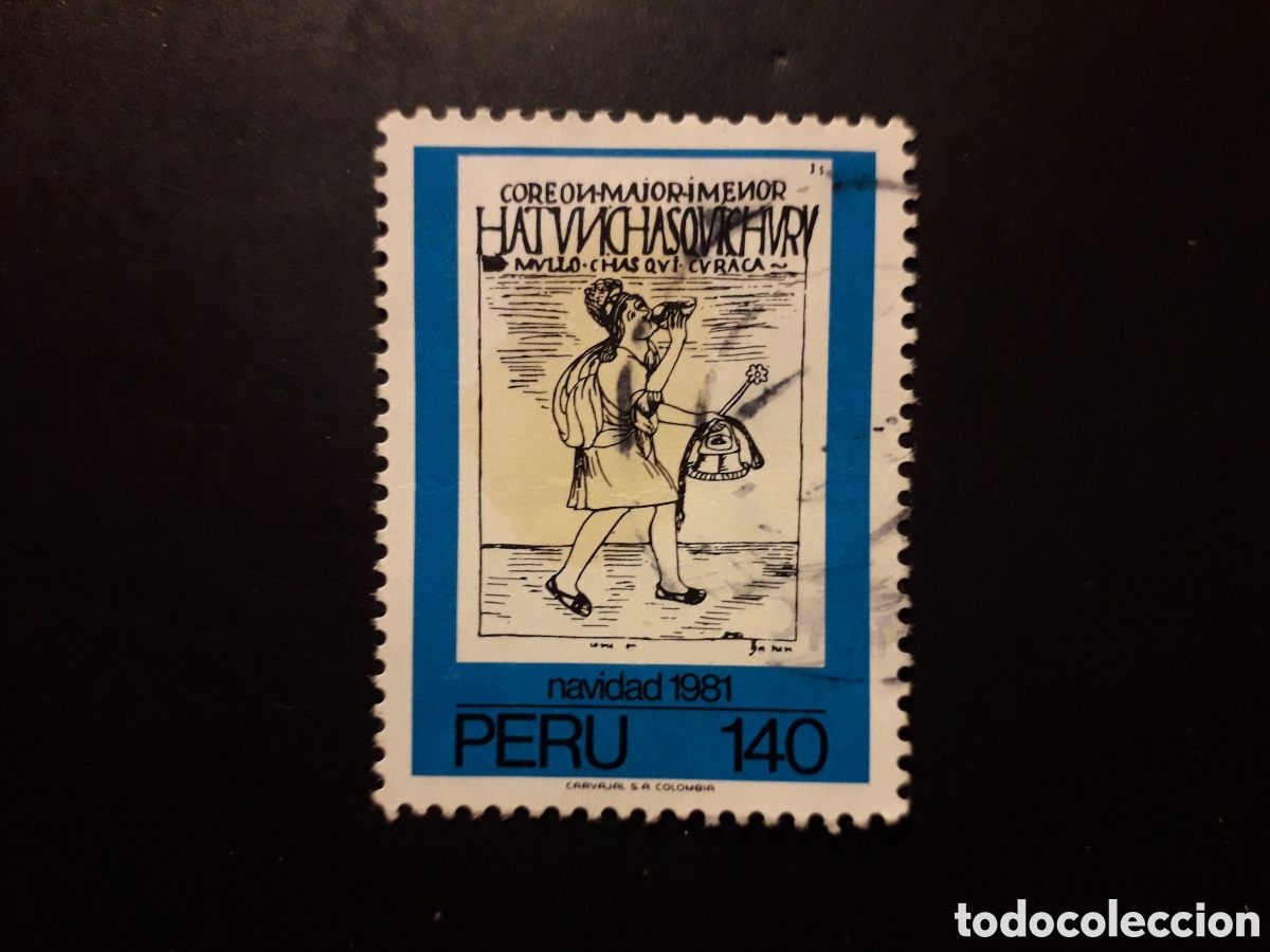 Sellos: PER&Uacute; YVERT 708 SELLO SUELTO USADO 1981 NAVIDAD, MENSAJERO INCA, EL CHASQUI PEDIDO M&Iacute;NIMO 3&euro;