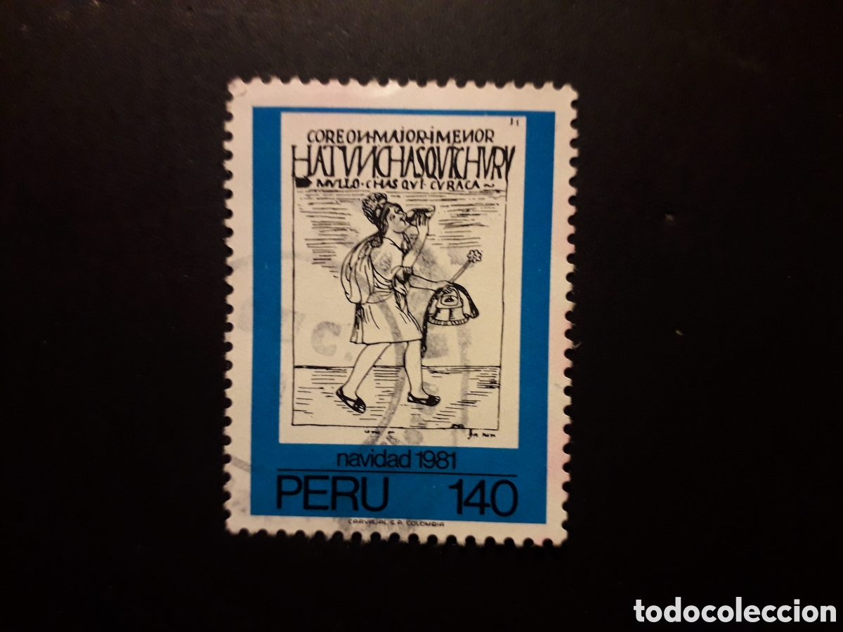 Sellos: PER&Uacute; YVERT 708 SELLO SUELTO USADO 1981 NAVIDAD, MENSAJERO INCA, EL CHASQUI PEDIDO M&Iacute;NIMO 3&euro;