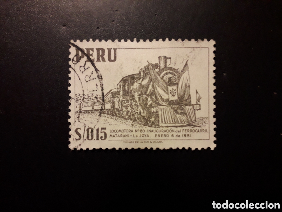 Sellos: PER&Uacute; YVERT 429 SELLO SUELTO USADO 1952-53 TRENES PEDIDO M&Iacute;NIMO 3&euro;