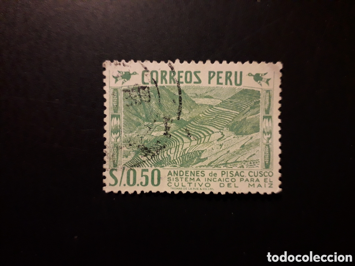 Sellos: PER&Uacute; YVERT 433 SELLO SUELTO USADO 1952-53 AGRICULTURA CULTIVO DE MAIZ PEDIDO M&Iacute;NIMO 3&euro;