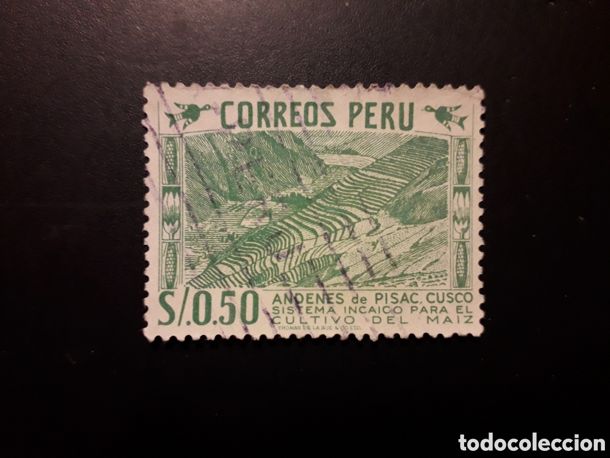 Sellos: PER&Uacute; YVERT 433 SELLO SUELTO USADO 1952-53 AGRICULTURA CULTIVO DE MAIZ PEDIDO M&Iacute;NIMO 3&euro;