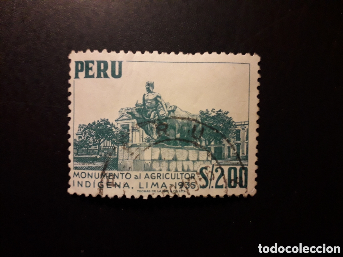 Sellos: PER&Uacute; YVERT 435 SELLO SUELTO USADO 1952-53 MONUMENTO AL AGRICULTOR IND&Iacute;GENA PEDIDO M&Iacute;NIMO 3&euro;
