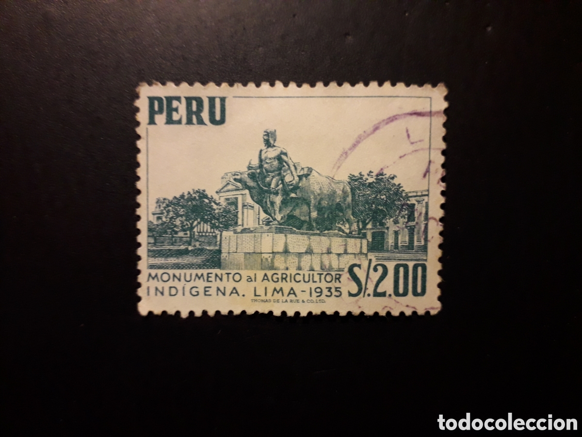 Sellos: PER&Uacute; YVERT 435 SELLO SUELTO USADO 1952-53 MONUMENTO AL AGRICULTOR IND&Iacute;GENA PEDIDO M&Iacute;NIMO 3&euro;