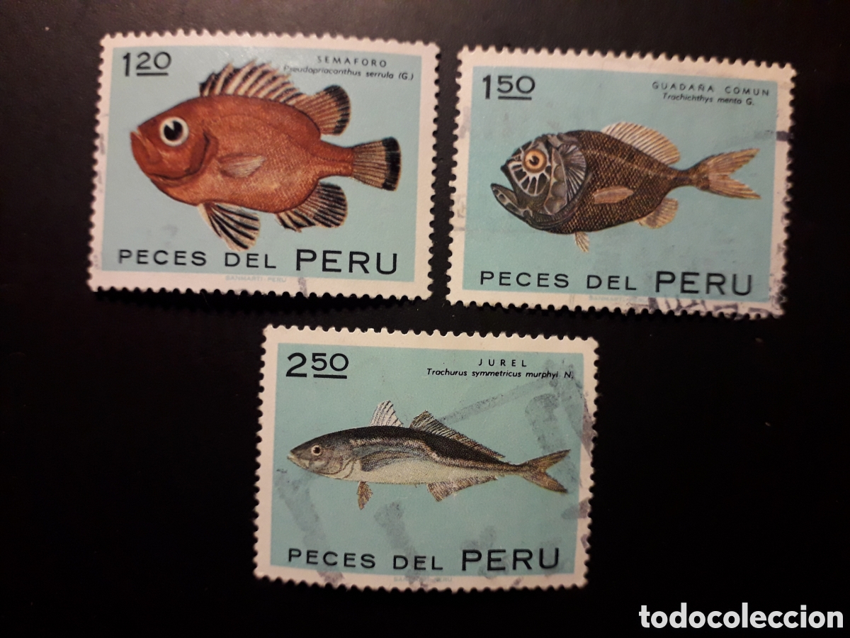 Sellos: PER&Uacute; YVERT 560/2 SERIE COMPLETA USADA 1972 FAUNA PECES PEDIDO M&Iacute;NIMO 3&euro;