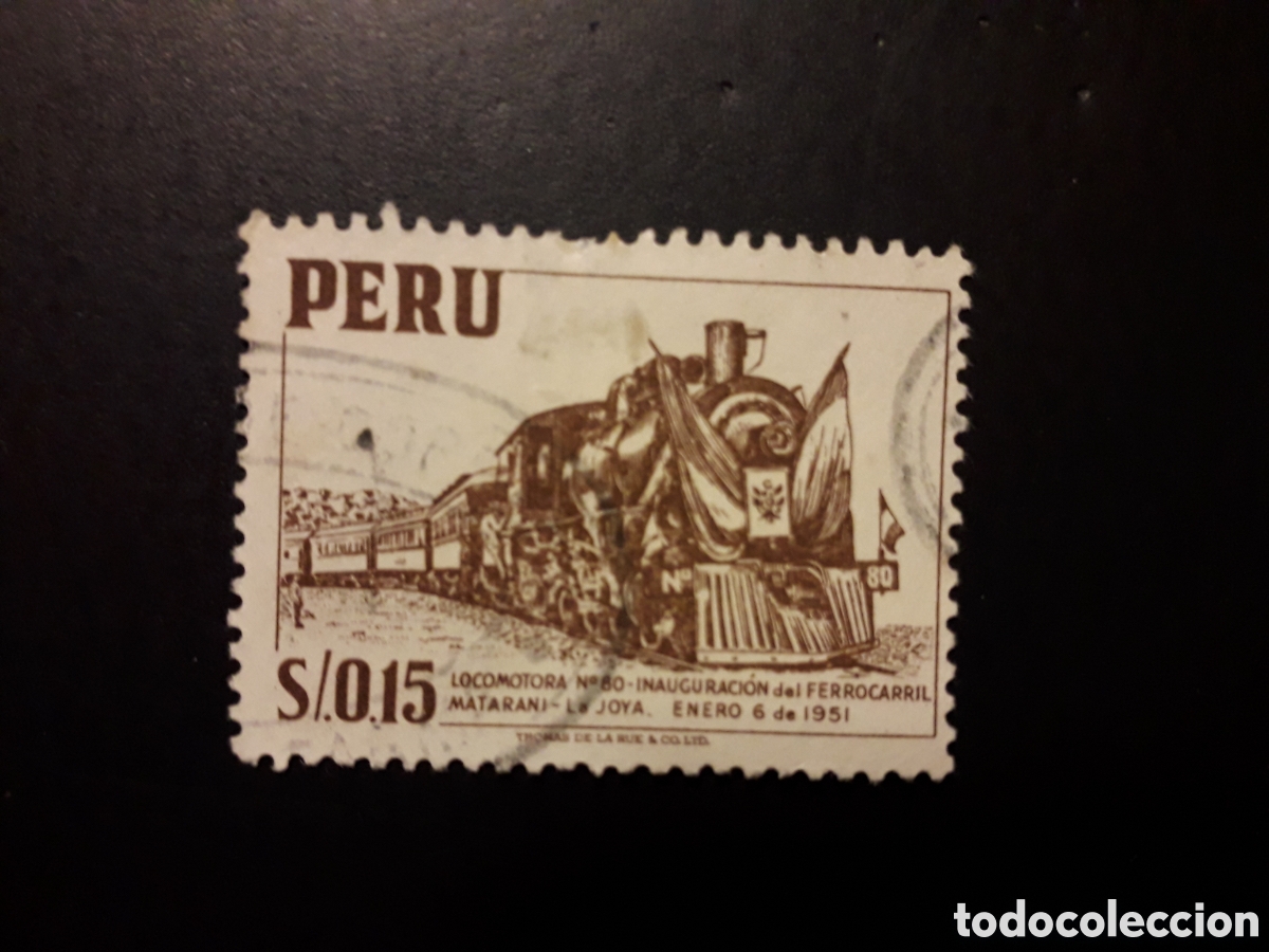 Sellos: PER&Uacute; YVERT 440 SELLO SUELTO USADO 1957-58 TRENES PEDIDO M&Iacute;NIMO 3&euro;