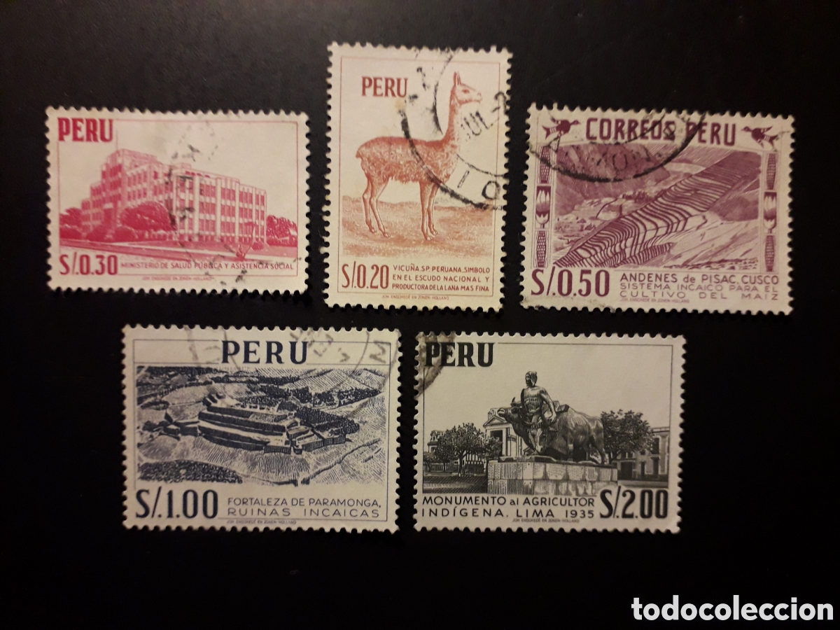 Sellos: PER&Uacute; YVERT 446/50 SERIE COMPLETA USADA 1960 SERIE B&Aacute;SICA PEDIDO M&Iacute;NIMO 3&euro;