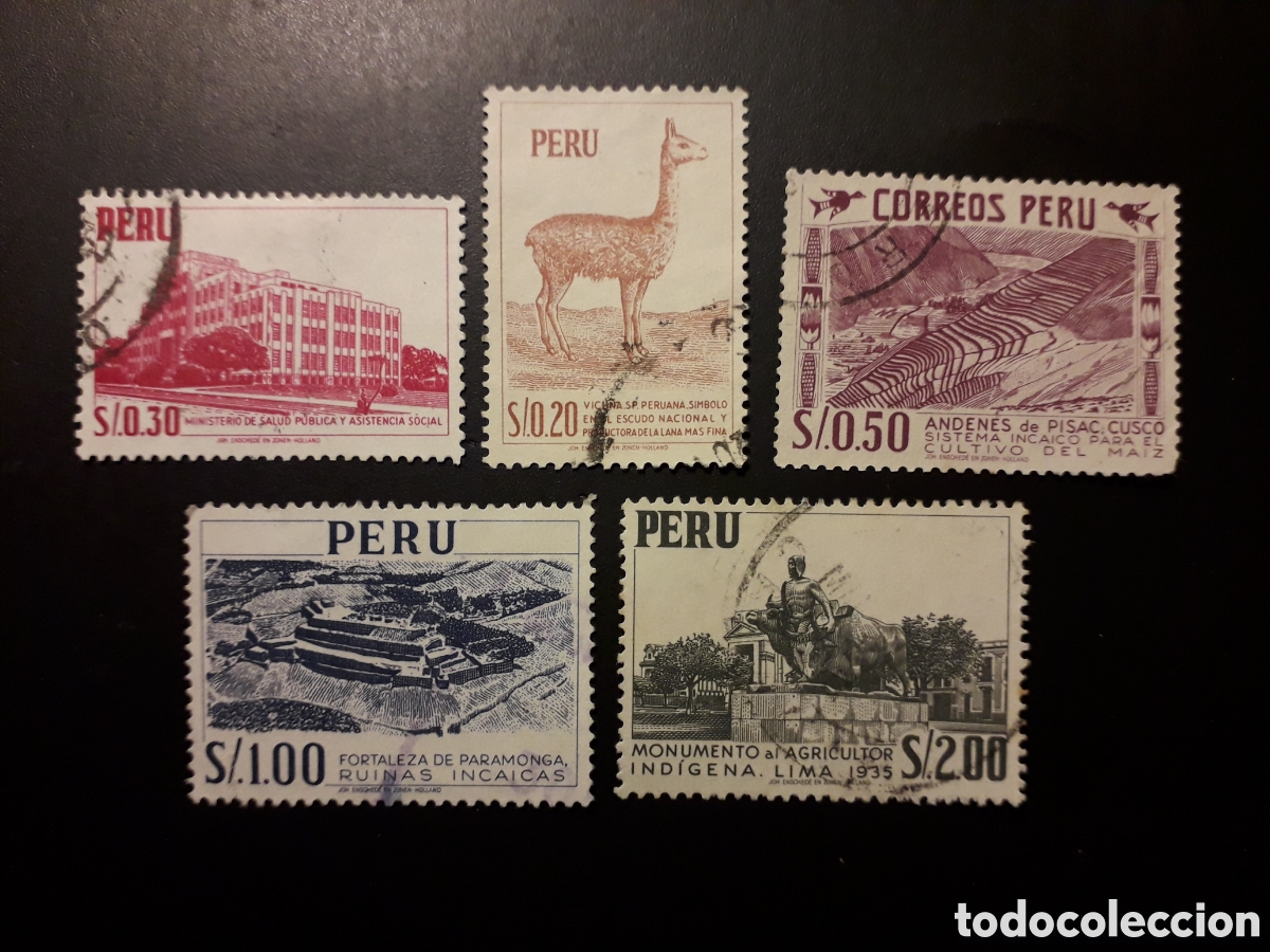 Sellos: PER&Uacute; YVERT 446/50 SERIE COMPLETA USADA 1960 SERIE B&Aacute;SICA PEDIDO M&Iacute;NIMO 3&euro;