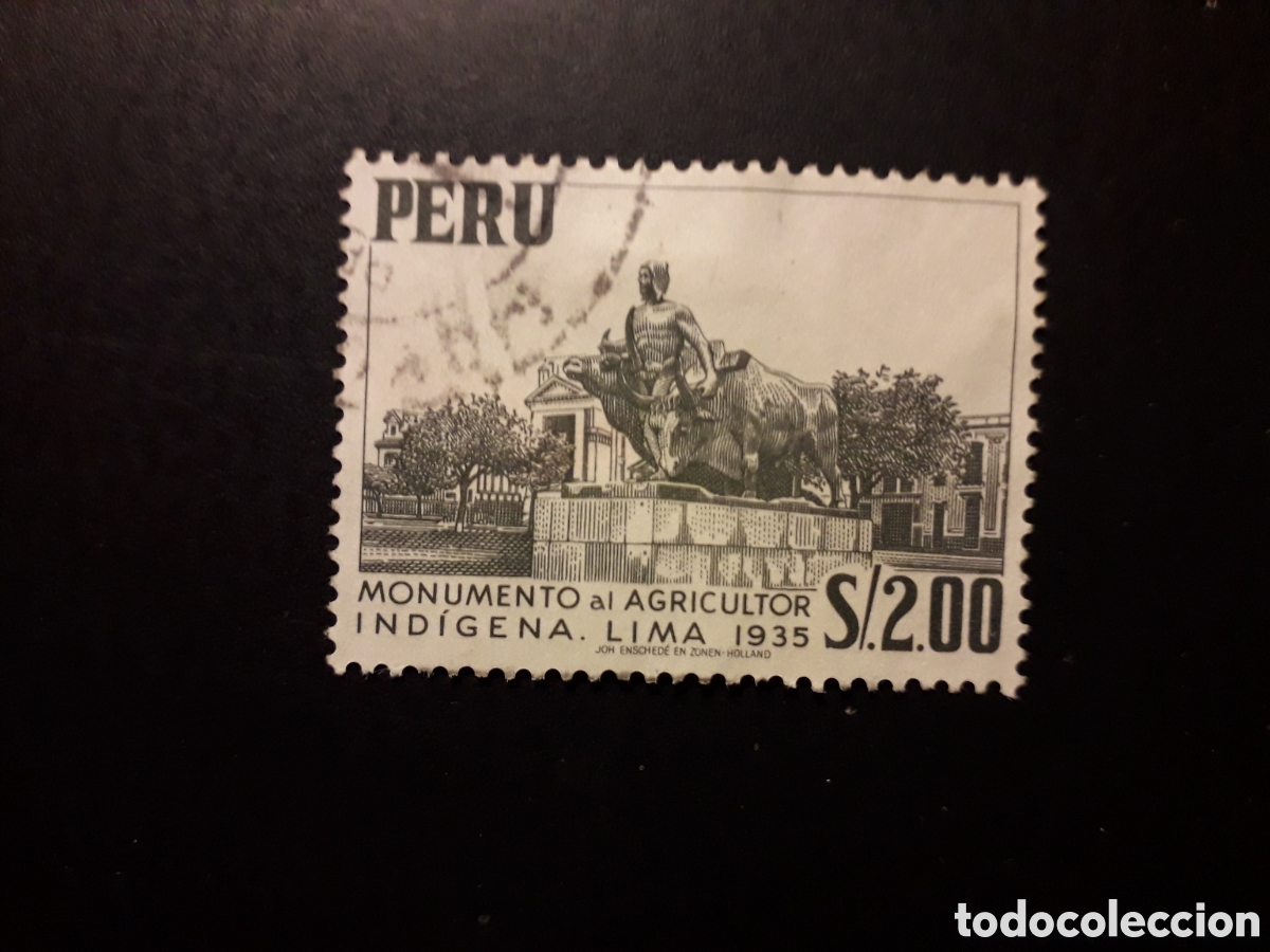 Sellos: PER&Uacute; YVERT 450 SELLO SUELTO USADO 1960 AGRICULTURA MONUMENTO AGRICULTOR IND&Iacute;GENA PEDIDO M&Iacute;NIMO 3&euro;