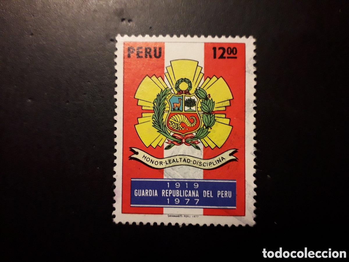 Sellos: PER&Uacute; YVERT 626 SERIE COMPLETA USADA 1977 ESCUDO GUARDIA REPUBLICANA, EJ&Eacute;RCITO PEDIDO M&Iacute;NIMO 3&euro;