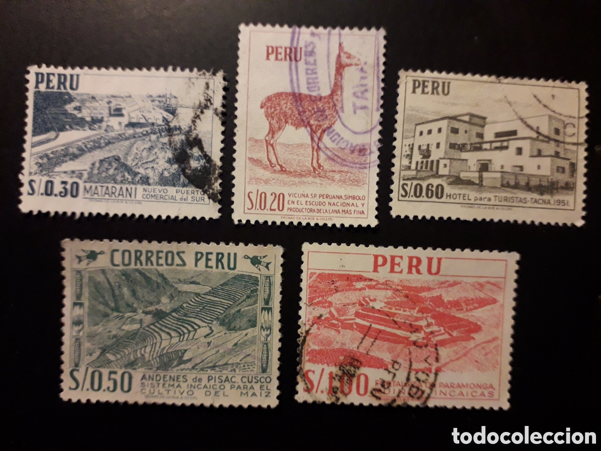 Sellos: PER&Uacute; YVERT 458/63 SIN EL 460 SERIE CORTA USADA 1962 SERIE B&Aacute;SICA PEDIDO M&Iacute;NIMO 3&euro;