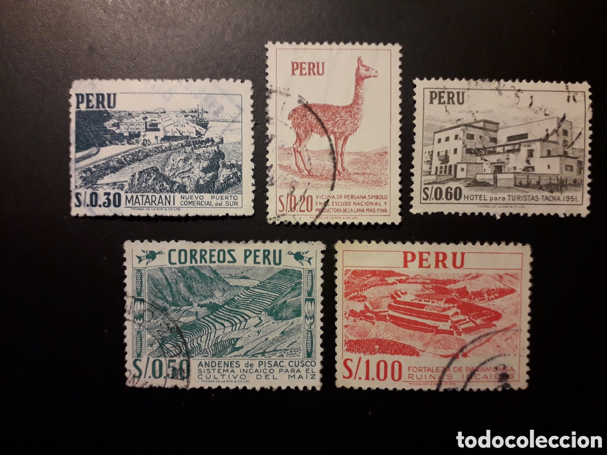Sellos: PER&Uacute; YVERT 458/63 SIN EL 460 SERIE CORTA USADA 1962 SERIE B&Aacute;SICA PEDIDO M&Iacute;NIMO 3&euro;