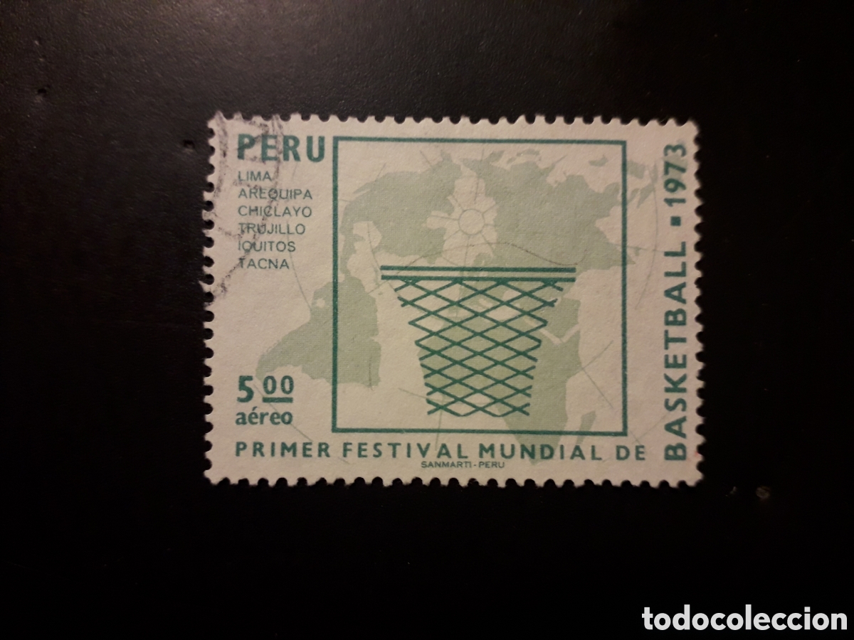 Sellos: PER&Uacute; YVERT A 349 SELLO SUELTO USADO 1973 DEPORTES BALONCESTO PEDIDO M&Iacute;NIMO 3&euro;