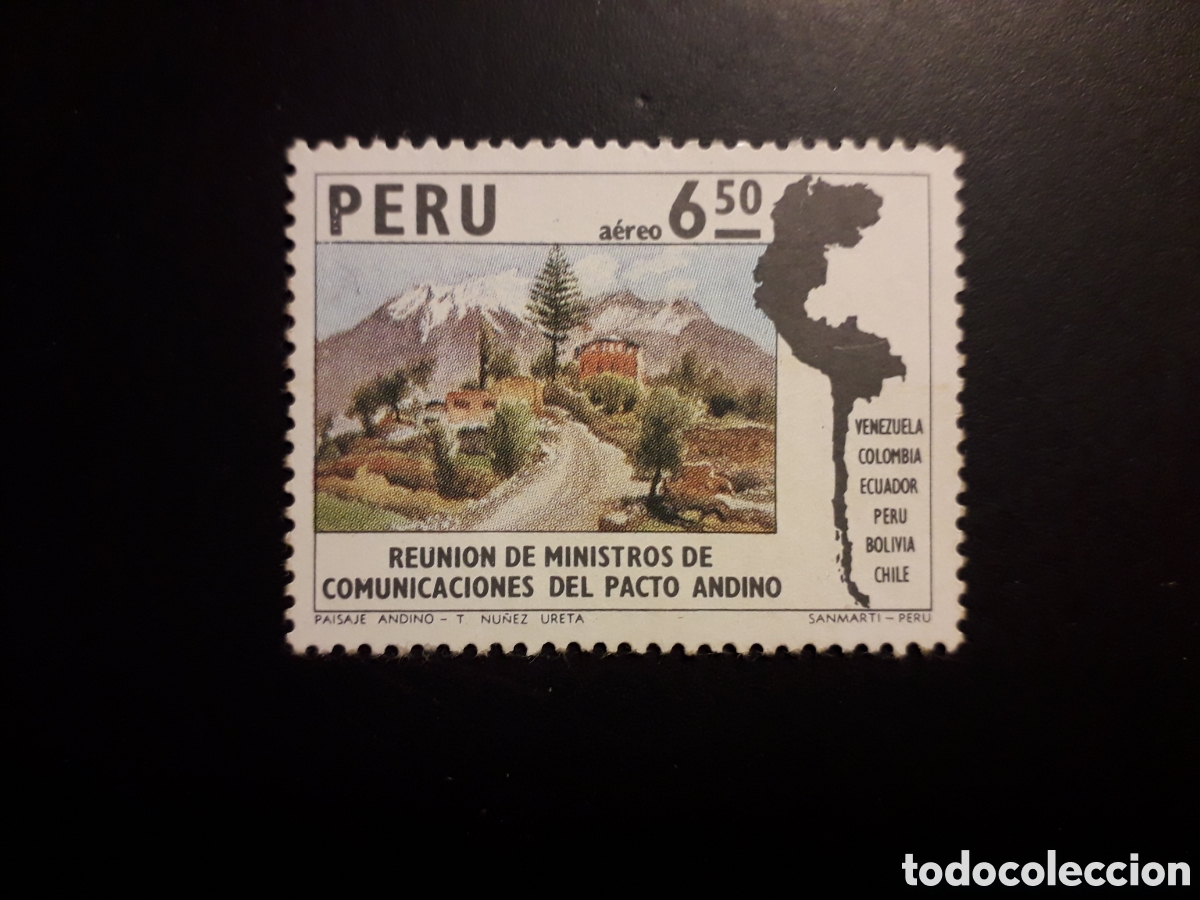 Sellos: PER&Uacute; YVERT A 401 SELLO SUELTO USADO 1975 PACTO ANDINO, MAPAS, PEDIDO M&Iacute;NIMO 3&euro;