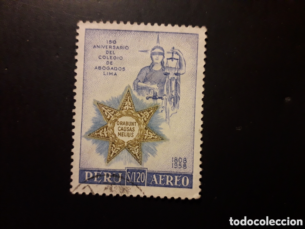 Sellos: PER&Uacute; YVERT A 149 SELLO SUELTO USADO 1958 COLEGIO DE ABOGADOS DE LIMA PEDIDO M&Iacute;NIMO 3&euro;