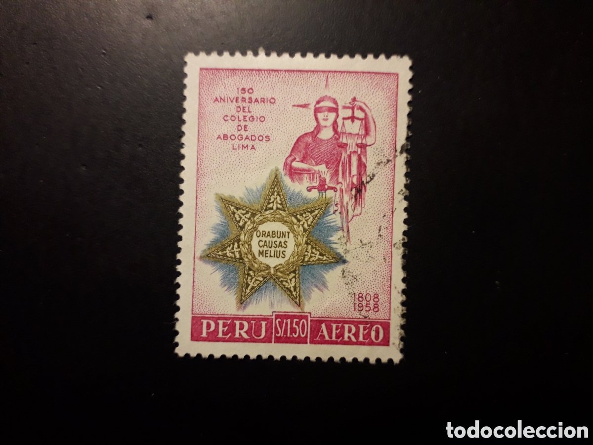 Sellos: PER&Uacute; YVERT A 151 SELLO SUELTO USADO 1958 COLEGIO DE ABOGADOS DE LIMA PEDIDO M&Iacute;NIMO 3&euro;