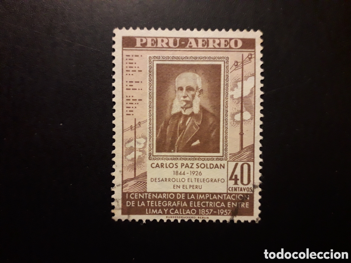 Sellos: PER&Uacute; YVERT A 135 SELLO SUELTO USADO 1958 TEL&Eacute;GRAFO LIMA-CALLAO PEDIDO M&Iacute;NIMO 3&euro;
