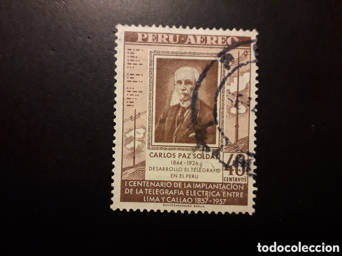 Sellos: PER&Uacute; YVERT A 135 SELLO SUELTO USADO 1958 TEL&Eacute;GRAFO LIMA-CALLAO PEDIDO M&Iacute;NIMO 3&euro;