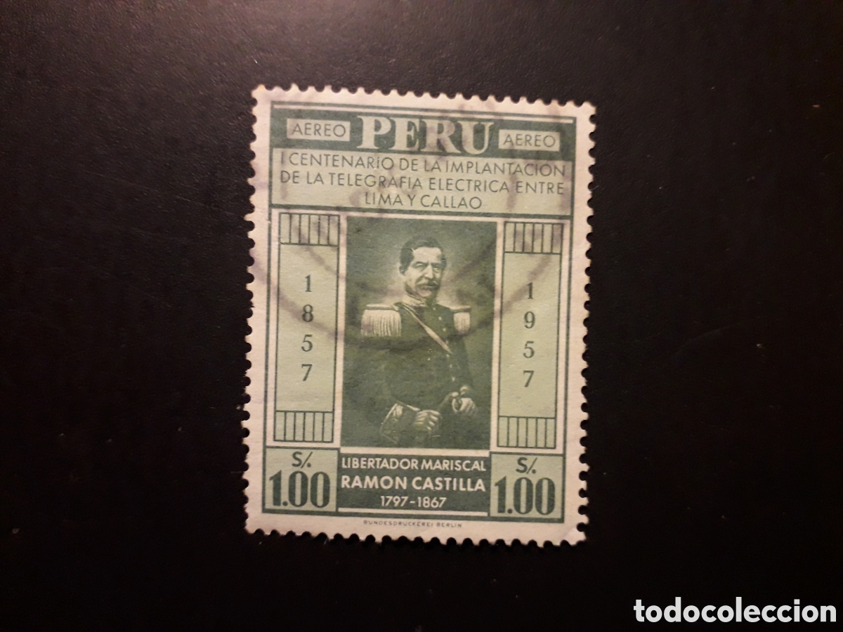 Sellos: PER&Uacute; YVERT A 136 SELLO SUELTO USADO 1958 TEL&Eacute;GRAFO LIMA-CALLAO PEDIDO M&Iacute;NIMO 3&euro;