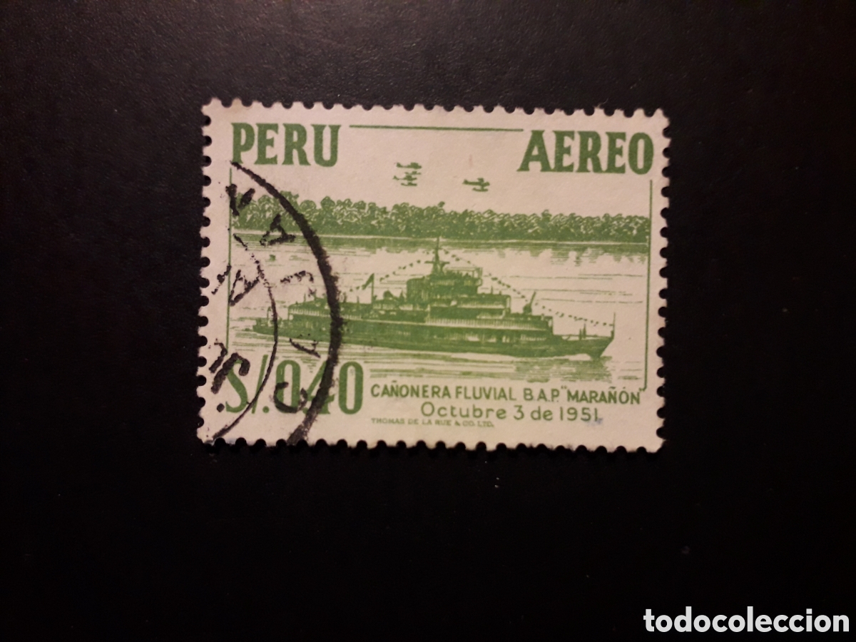 Sellos: PER&Uacute; YVERT A 104 SELLO SUELTO USADO 1953 BARCOS, CA&Ntilde;ONERA PEDIDO M&Iacute;NIMO 3&euro;